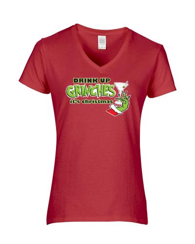 Epic Ladies Drink up Grinches V-Neck Graphic T-Shirts