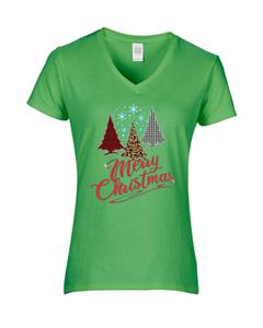 Epic Ladies Merry Christmas V-Neck Graphic T-Shirts. Free shipping.  Some exclusions apply.