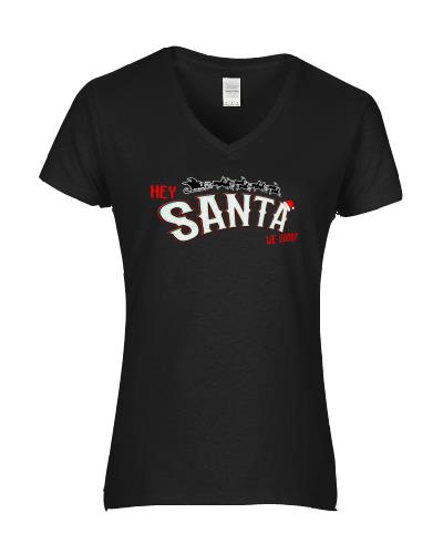 Epic Ladies Santa, We Good? V-Neck Graphic T-Shirts. Free shipping.  Some exclusions apply.