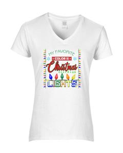 Epic Ladies Christmas Lights V-Neck Graphic T-Shirts. Free shipping.  Some exclusions apply.