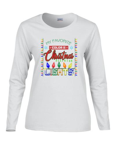 Epic Ladies Christmas Lights Long Sleeve Graphic T-Shirts. Free shipping.  Some exclusions apply.