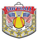 Epic 2.6" Patriotic Flags Antique Softball Award Medals