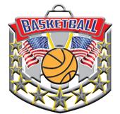Epic 2.6" Patriotic Flags Antique Basketball Award Medals