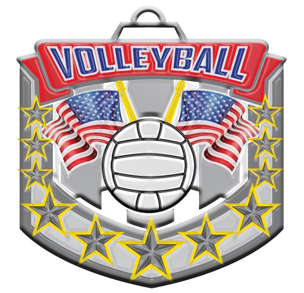 Epic 2.6" Patriotic Flags Antique Volleyball Award Medals Volleyball