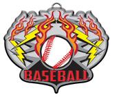 Epic 3" Bolt Flames Antique Silver Baseball Award Medals