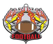 Epic 3" Bolt Flames Antique Silver Football Award Medals