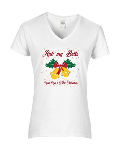 Epic Ladies Rub my Bells V-Neck Graphic T-Shirts. Free shipping.  Some exclusions apply.
