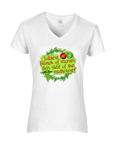 Epic Ladies Jolliest Nurses V-Neck Graphic T-Shirts. Free shipping.  Some exclusions apply.