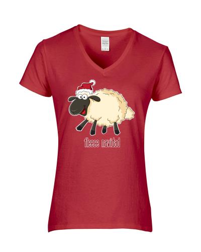 Epic Ladies Fleece Navidad V-Neck Graphic T-Shirts. Free shipping.  Some exclusions apply.
