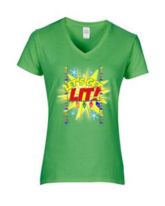 Epic Ladies Let's Get Lit V-Neck Graphic T-Shirts. Free shipping.  Some exclusions apply.