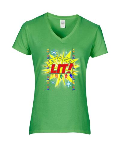 Epic Ladies Let's Get Lit V-Neck Graphic T-Shirts