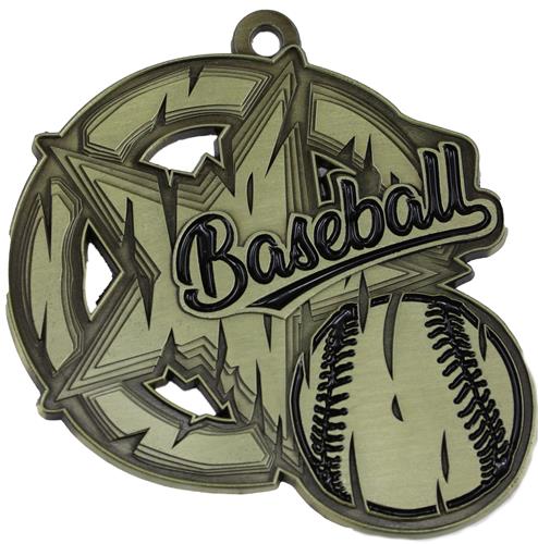 Epic 2.7" Vintage Antique Gold Baseball Award Medals