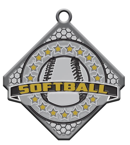 Epic 2.75" Circle & Diamond Antique Softball Award Medals Baseball