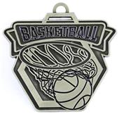 Epic 2.5" Hexagon Banner Antique Basketball Award Medals