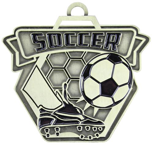 Epic 2.5" Hexagon Banner Antique Soccer Award Medals