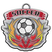 Epic 2.7" Phoenix Antique Silver Soccer Award Medals