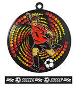 Epic 2.75" Sport Vortex Black Soccer Award Medal & Ribbon