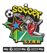 Epic 2.75" Graffiti Star Black Soccer Award Medal & Ribbon