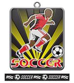 2.75" Spotlight Antique Silver Soccer Award Medal & Ribbon