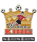 Epic 2.8" Sport King Antique Gold Soccer Award Medal & Ribbon