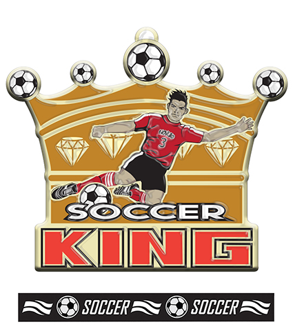 Epic 2.8" Sport King Antique Gold Soccer Award Medal & Ribbon