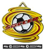 Epic 2.7" Zephyr Antique Gold Soccer Award Medal & Ribbon