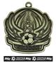 Epic 2.7" Sport Wings Antique Gold Soccer Award Medal & Ribbon