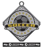 Epic 2.75" Circle & Diamond Antique Soccer Award Medal & Ribbon