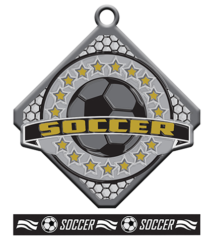 Epic 2.75" Circle & Diamond Antique Soccer Award Medal & Ribbon