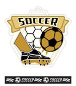 Epic 2.5" Hexagon Banner Antique Soccer Award Medal & Ribbon