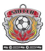 Epic 2.7" Phoenix Antique Silver Soccer Award Medal & Ribbon