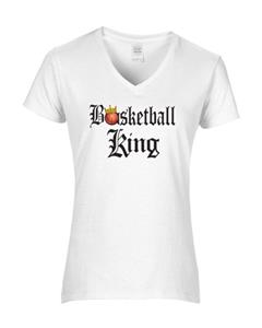 Epic Ladies Basketball King V-Neck Graphic T-Shirts. Free shipping.  Some exclusions apply.