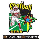 Epic 2.75" Graffiti Star Black Football Award Medal & Ribbon