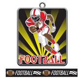 Epic 2.75" Spotlight Antique Silver Football Award Medal & Ribbon