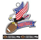 Epic 2.7" Patriotic Eagle Antique Football Award Medal & Ribbon