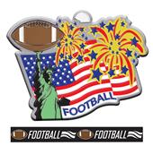 Epic 2.9" Patriotic Liberty Antique Football Award Medal & Ribbon