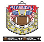 Epic 2.6" Patriotic Flags Antique Football Award Medal & Ribbon