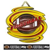 Epic 2.7" Zephyr Antique Silver Football Award Medal & Ribbon