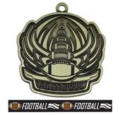 Epic 2.7" Sport Wings Antique Gold Football Award Medal & Ribbon