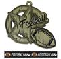 Epic 2.7" Vintage Antique Gold Football Award Medal & Ribbon