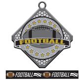 Epic 2.75" Circle & Diamond Antique Football Award Medal & Ribbon