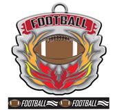 Epic 2.7" Phoenix Antique Silver Football Award Medal & Ribbon