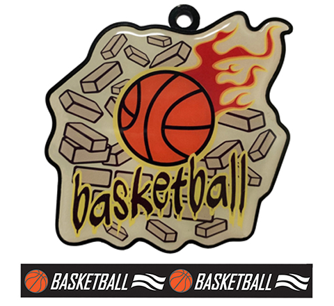 Epic 2.75" Sport Breakthrough Black Basketball Award Medal & Ribbon