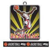 Epic 2.75" Spotlight Antique Silver Basketball Award Medal & Ribbon