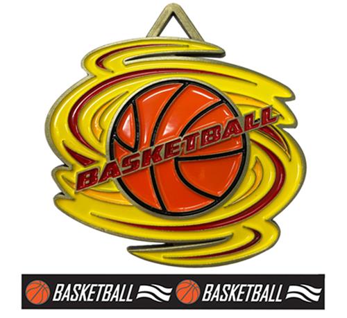 Epic 2.7" Zephyr Antique Silver Basketball Award Medal & Ribbon
