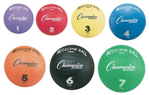 Champion Sports Yellow Rubber Medicine Balls C/O