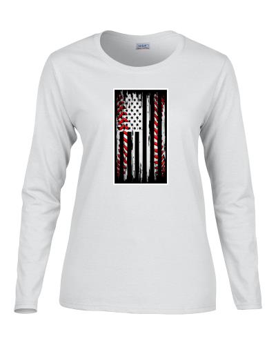Epic Ladies Baseball Flag Long Sleeve Graphic T-Shirts. Free shipping.  Some exclusions apply.