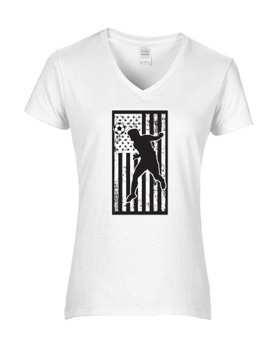 Epic Ladies Soccer Flag V-Neck Graphic T-Shirts. Free shipping.  Some exclusions apply.
