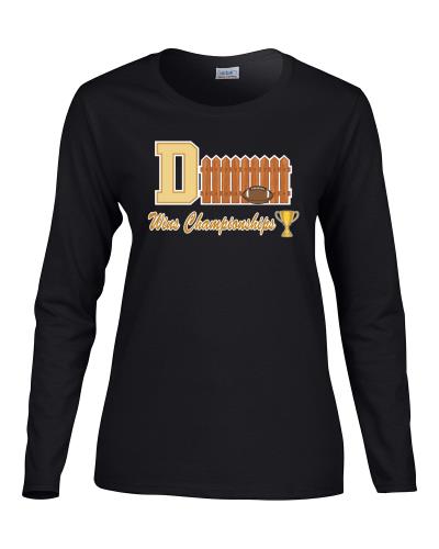 Epic Ladies Football D-Fence Long Sleeve Graphic T-Shirts. Free shipping.  Some exclusions apply.