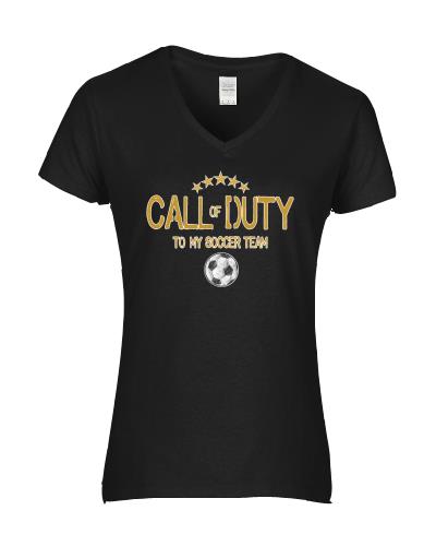 Epic Ladies Soccer Duty V-Neck Graphic T-Shirts. Free shipping.  Some exclusions apply.